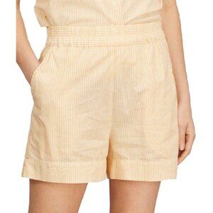 Xirena Womens Medium Yellow Butter Stripe Caysen Shorts High Waisted 100% Cotton